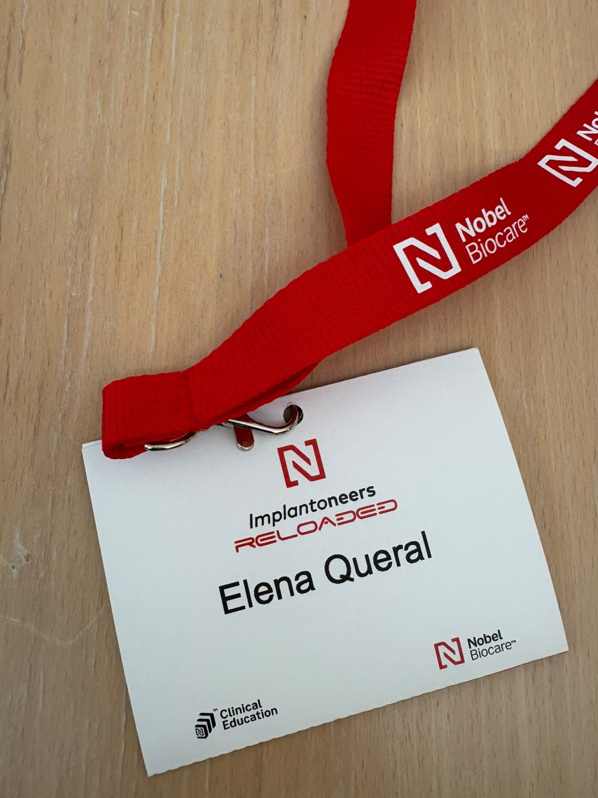 Acreditación del congreso Implantoneers Reloaded de Nobel Biocare a nombre de Elena Queral